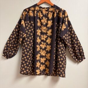 Womens Made in Italy 100% Wool Top Size *L Brown Cottage Boho Hippie Lagenlook